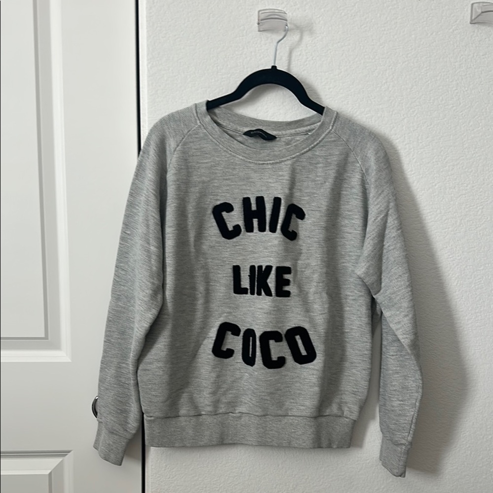 Eleven Paris Gray Crewneck Sweater with Bold Black Text